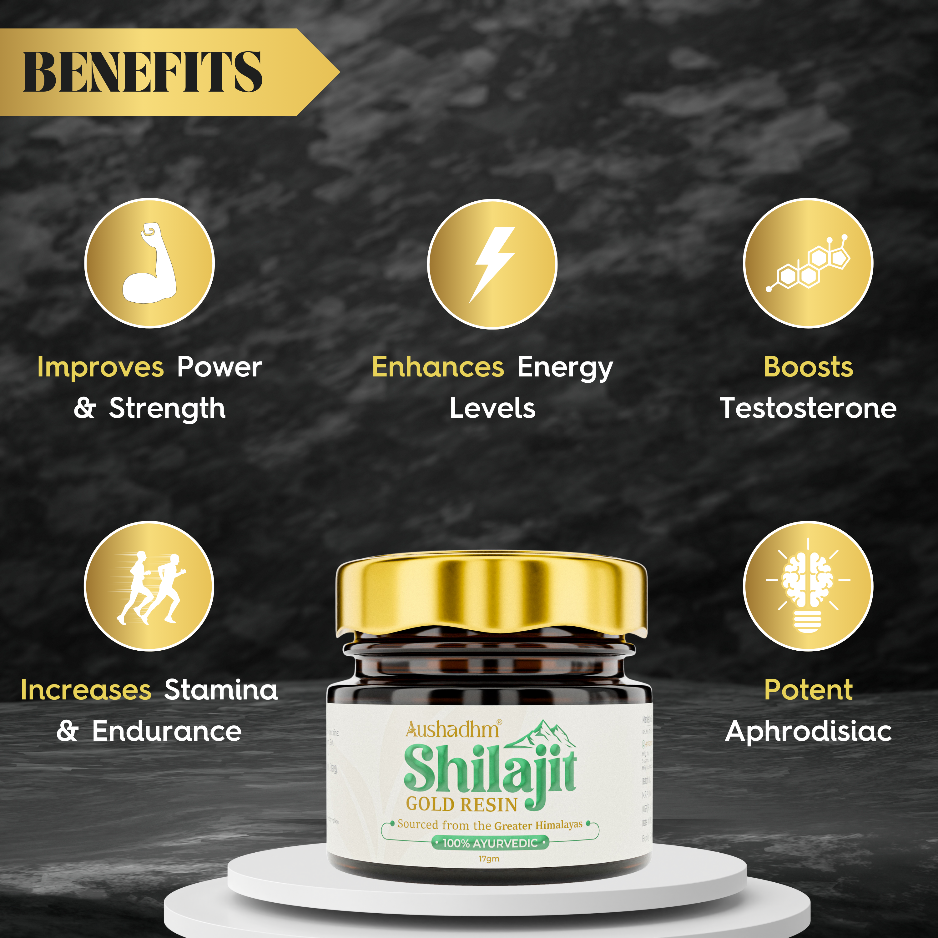 Himalayan Shilajit Pure Resin - 17 Gms | Boosts Performance, Strength & Stamina, Improves Endurance & Builds Muscle Mass